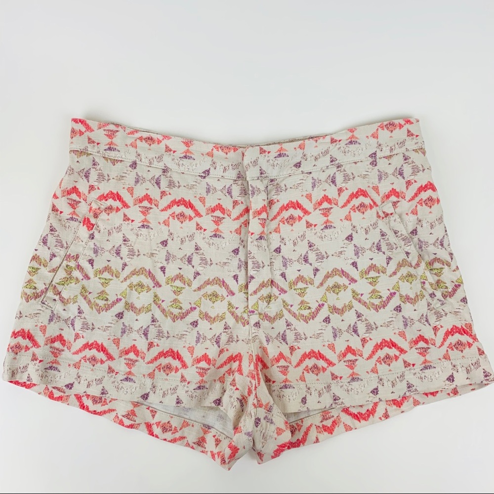 Free People Aztec Boho Print Linen Micro Low Rise Shorts Size 0